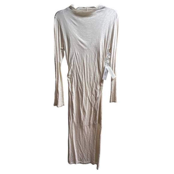 NEW STATESIDE women's high neck side ruched dress in cream - Picture 1 of 1